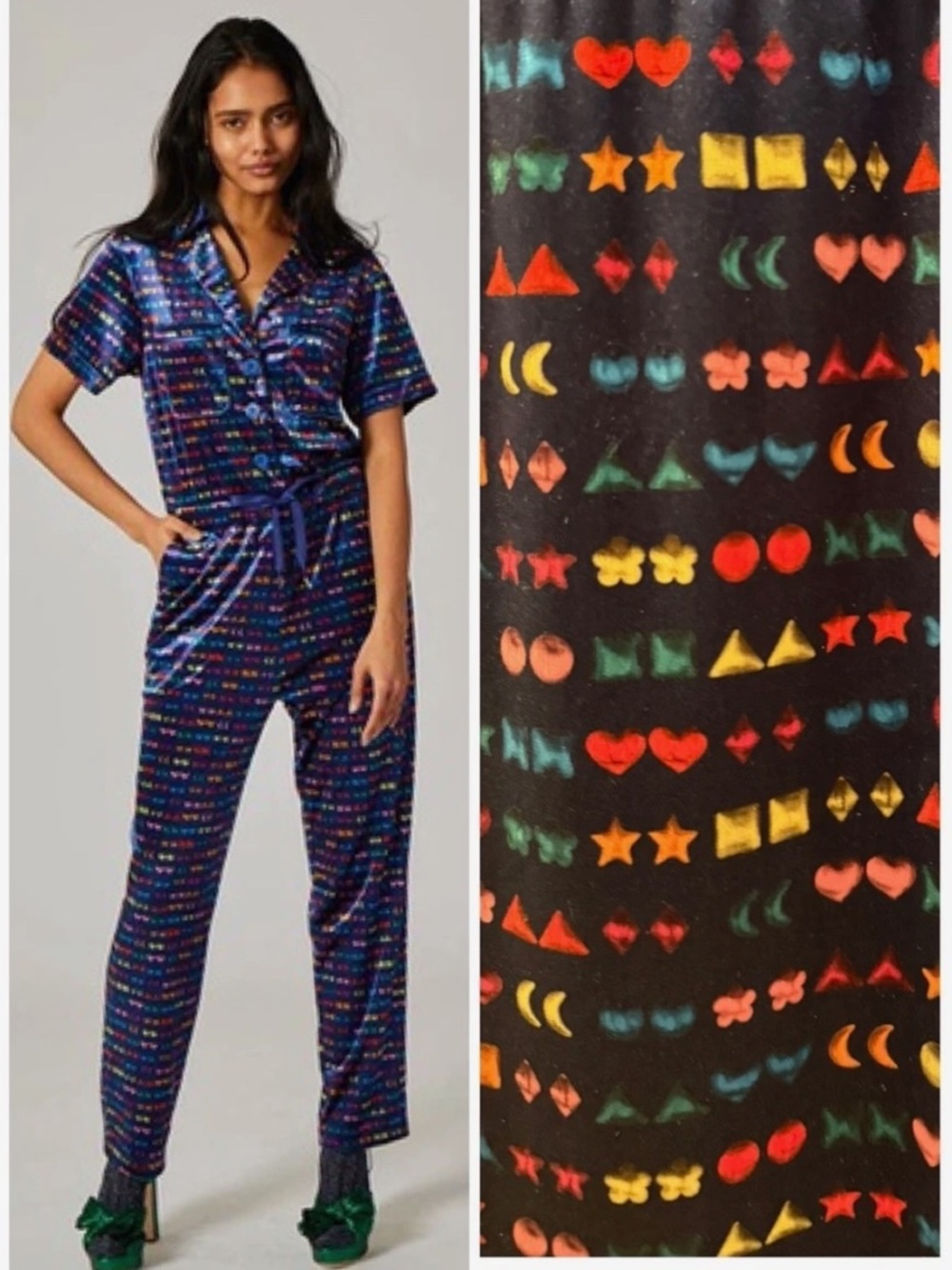 Rachel Antonoff Jewel Velour Jumpsuit L